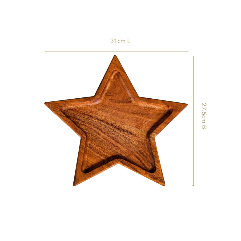 Acacia Wood Star Serving Platter 31x27cm Nestasia