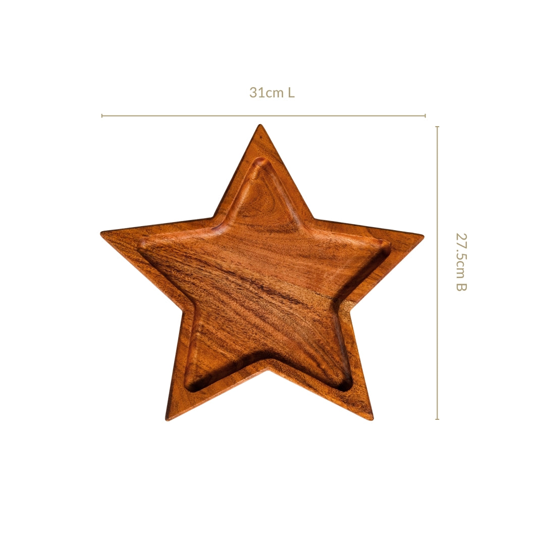 Acacia Wood Star Serving Platter 31x27cm Nestasia