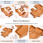 Toy Train Wooden Serving Platter 11 Inch Nestasia