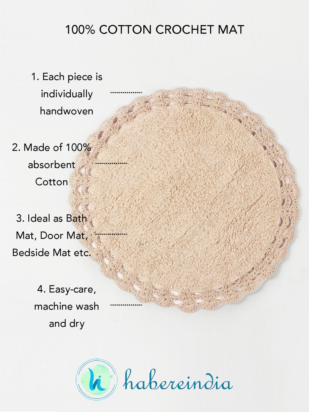 Handloom Cotton Round Bath Mat For Bathroom