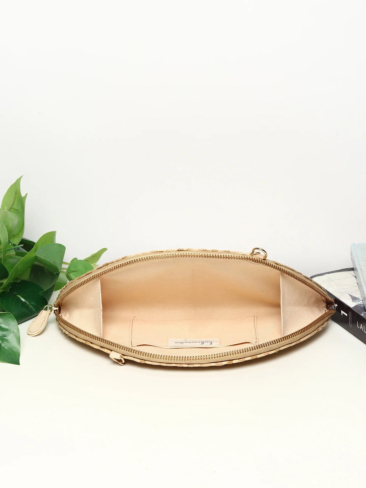 Handmade Seagrass Half Moon Clutch