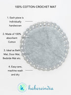 Soft Beige Handloom Cotton Round Bath Mat For Home
