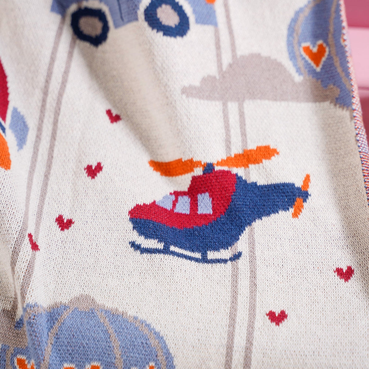 Adventure Travel Knitted Kids Cotton Throw Blanket 153x130cm Nestasia