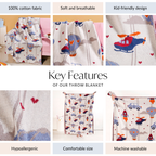 Adventure Travel Knitted Kids Cotton Throw Blanket 153x130cm Nestasia