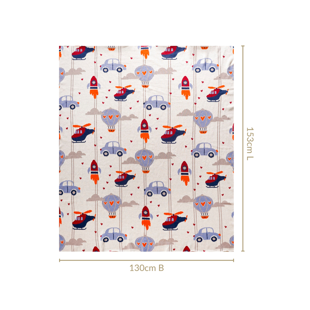 Adventure Travel Knitted Kids Cotton Throw Blanket 153x130cm Nestasia