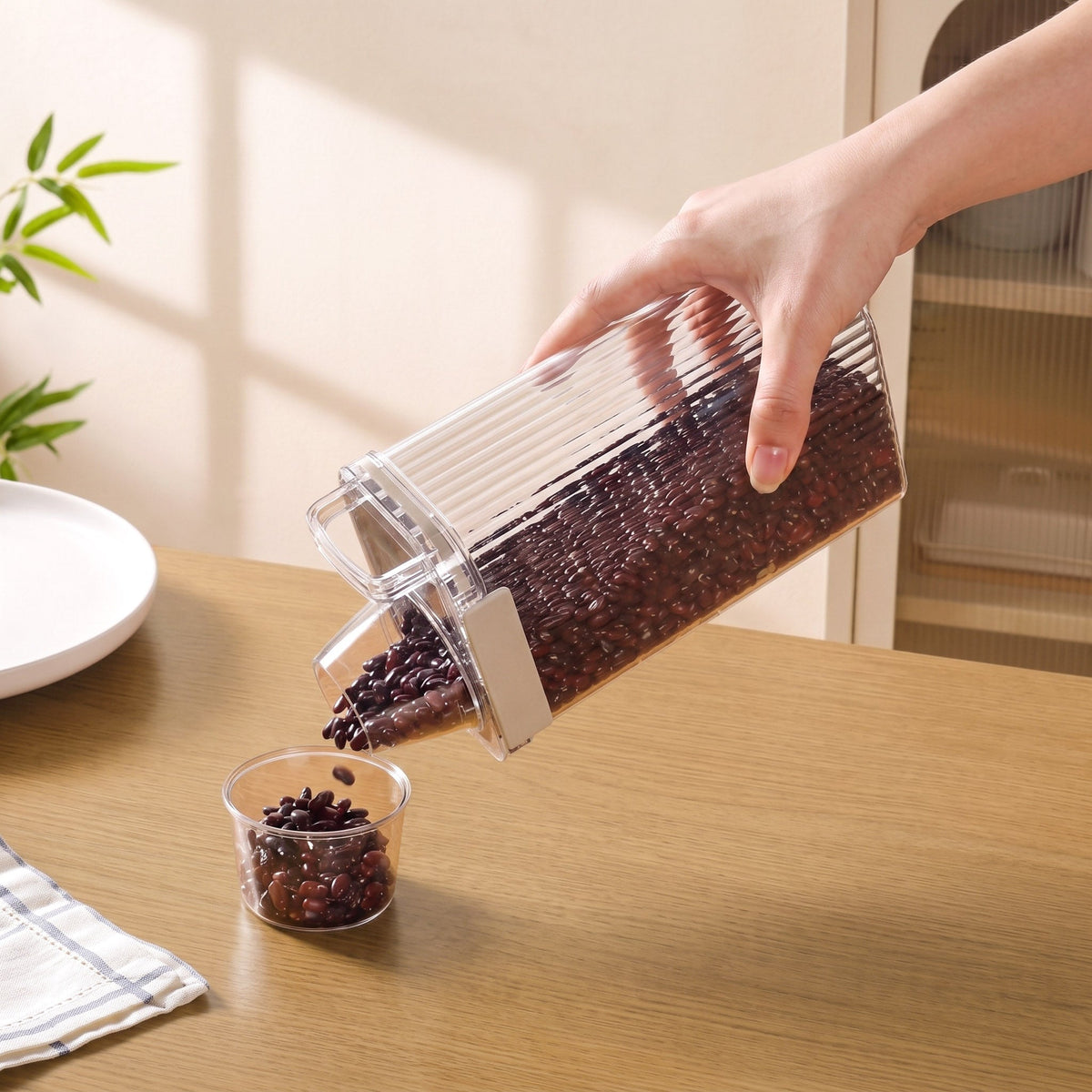 Airtight Cereal Dispenser Container With Measuring Cup 1800ml Nestasia