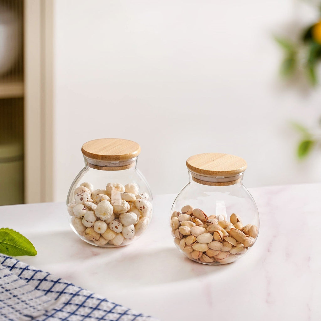 Round Airtight Glass Container Set Of 2 350ml Nestasia