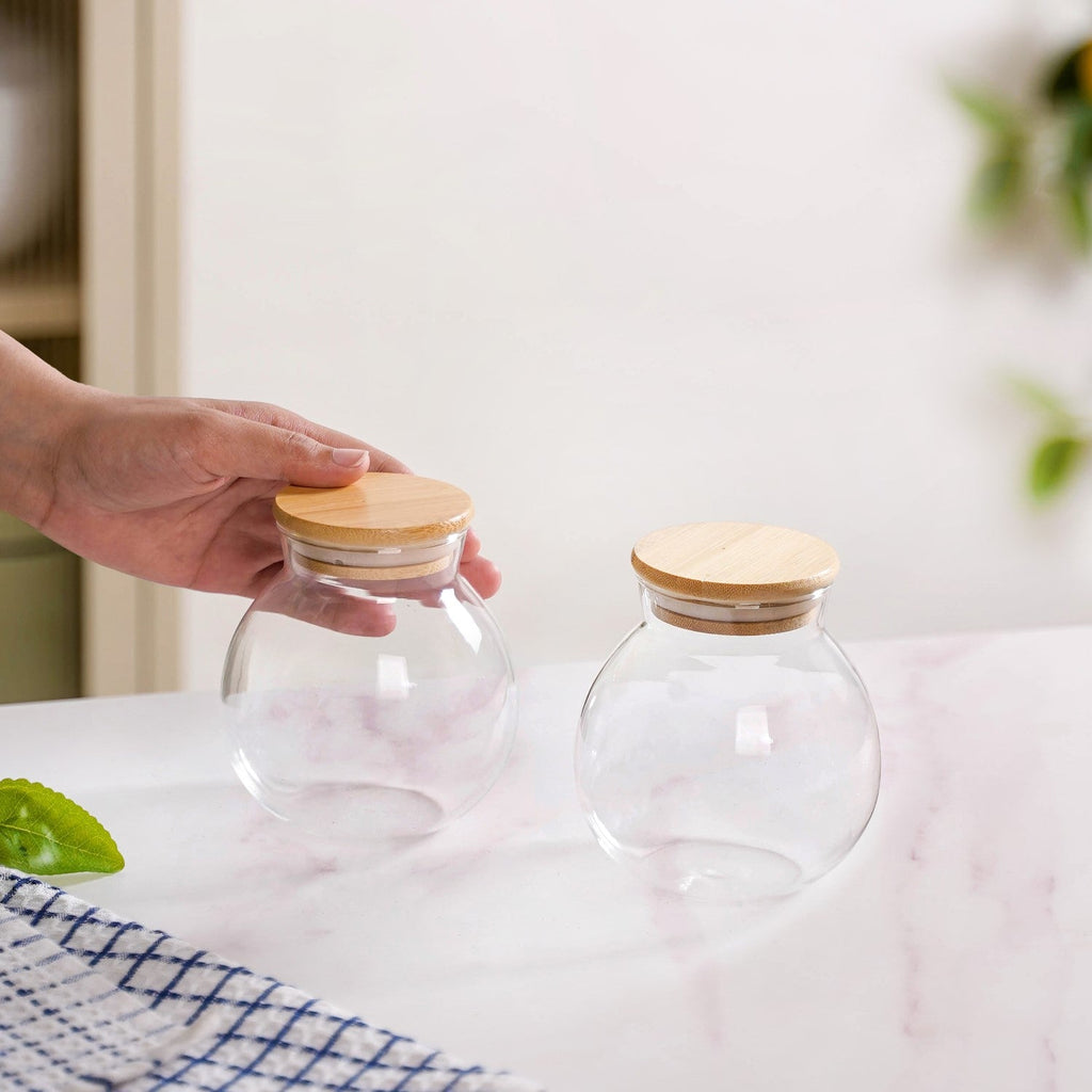 Round Airtight Glass Container Set Of 2 350ml Nestasia