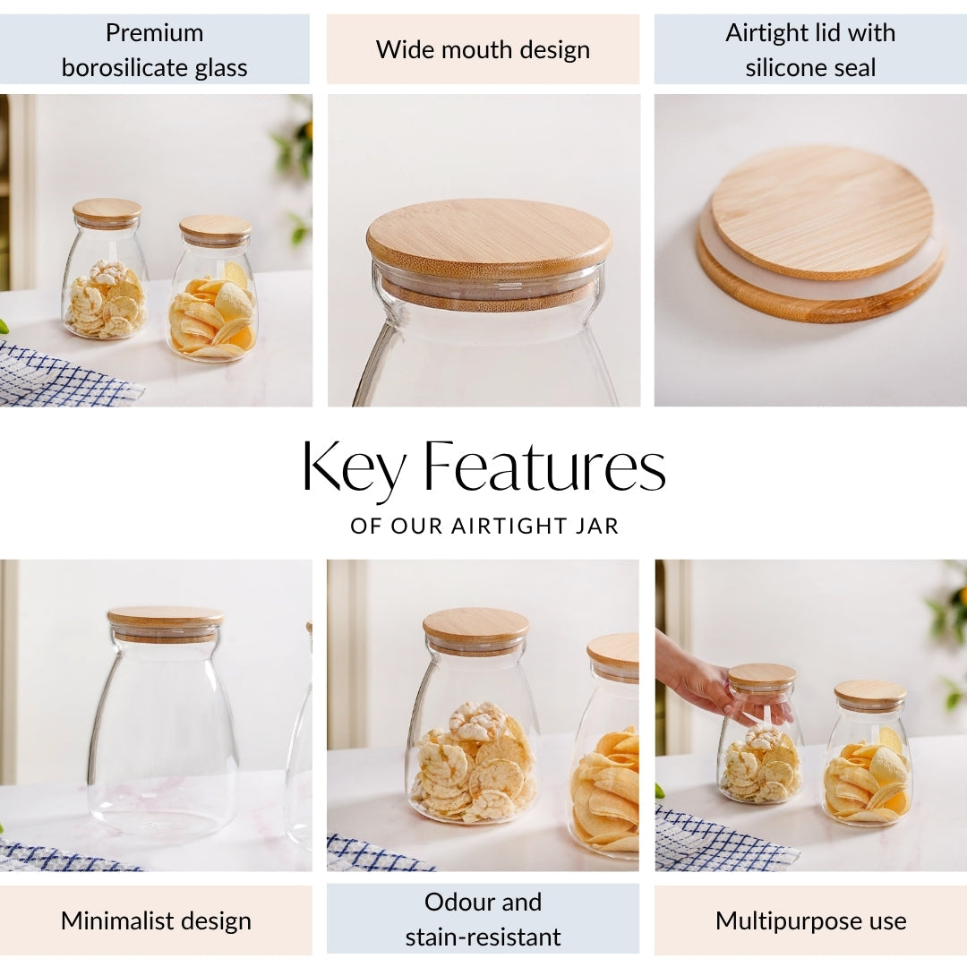 Airtight Jar Set Of 2 For Dry Fruit Big 1100ml Nestasia