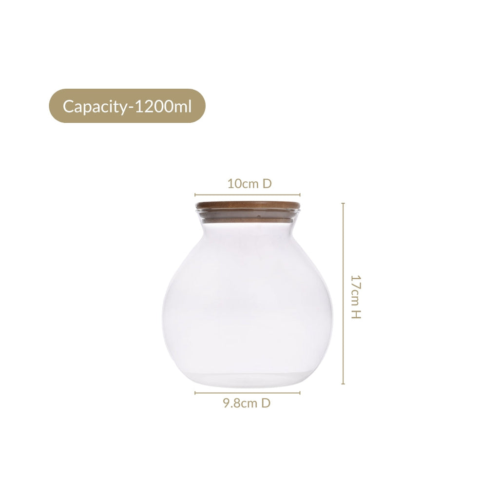 Round Shape Airtight Glass Jar Set Of 2 Large 1200ml Nestasia