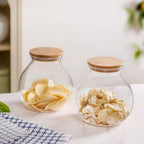 Round Shape Airtight Glass Jar Set Of 2 Large 1200ml Nestasia