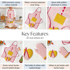 All Hearts Chef Apron With Mitten And Pot Holder Nestasia
