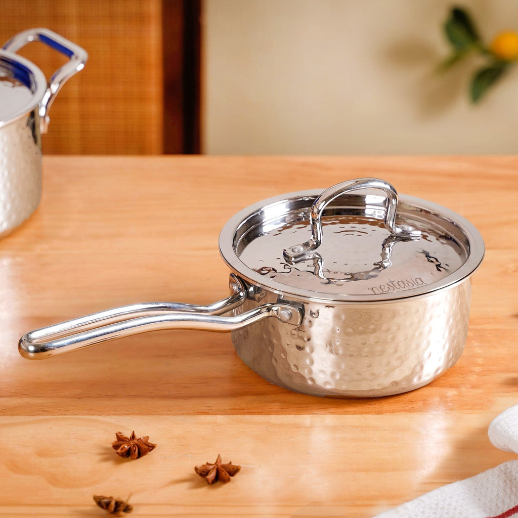 Tri Ply Stainless Steel Deep Saucepan 1500ml Nestasia
