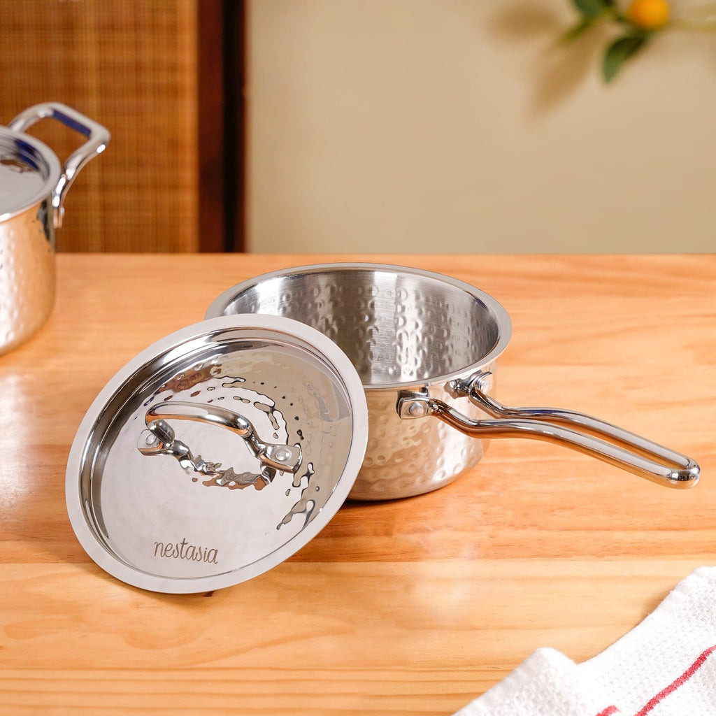 Tri Ply Stainless Steel Deep Saucepan 1500ml Nestasia