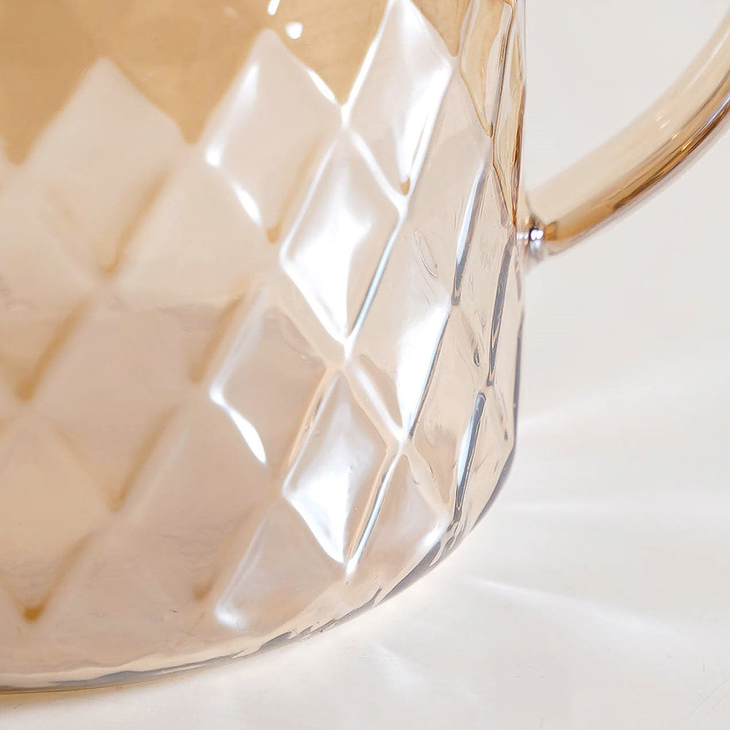Amber Diamond Glass Jug with Bamboo Lid 1300ml Nestasia