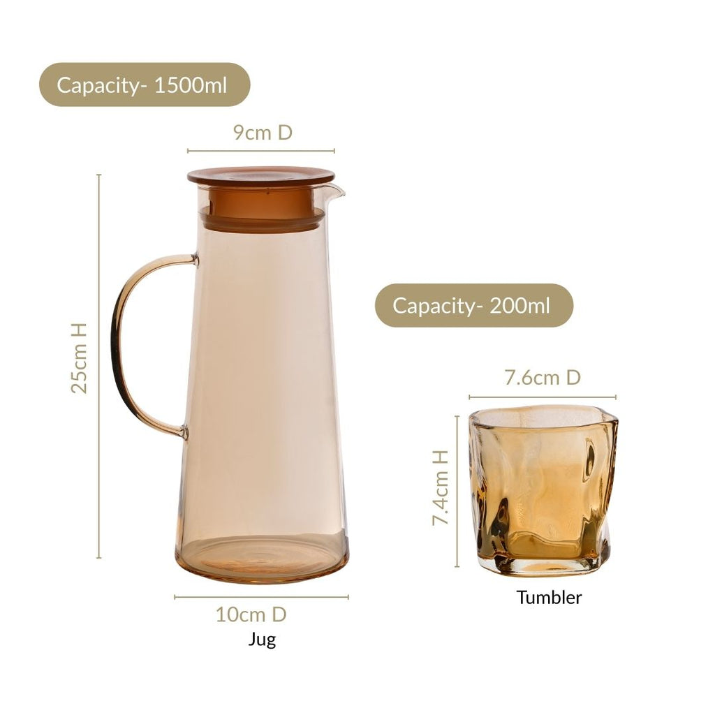 Amber Glass Jug And Tumbler Set Nestasia