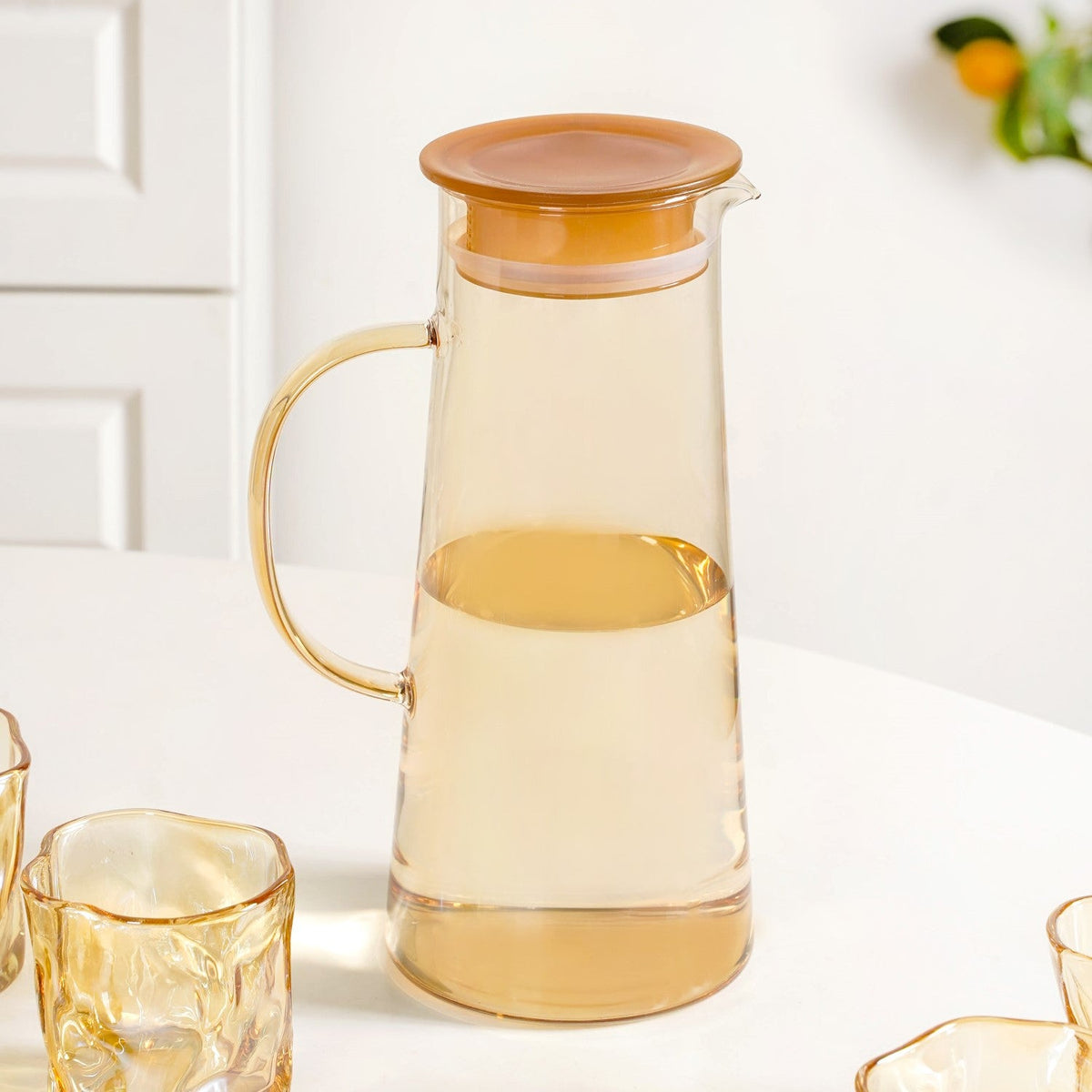 Amber Glass Jug And Tumbler Set Nestasia