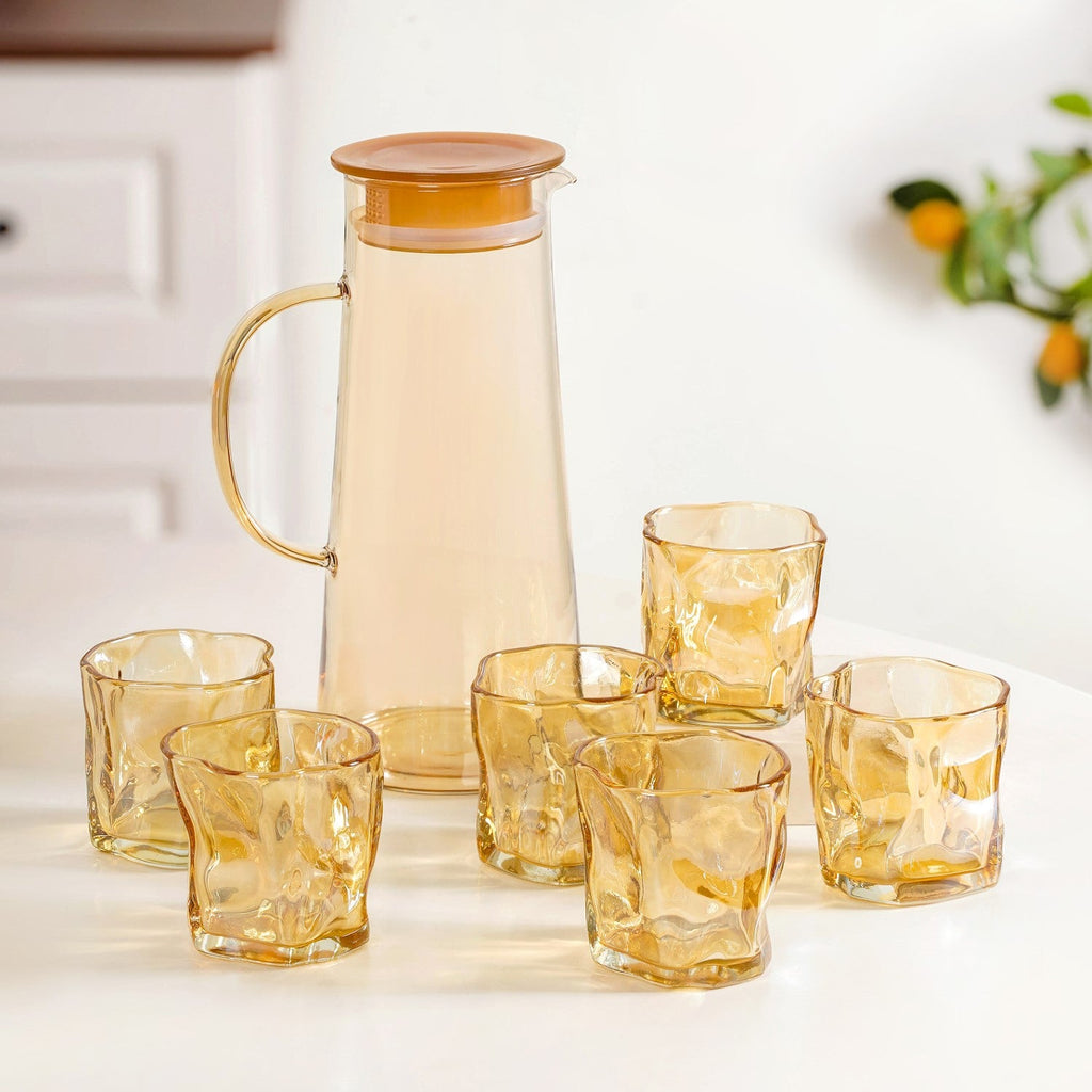 Amber Glass Jug And Tumbler Set Nestasia
