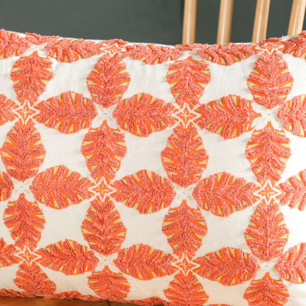 Coral Cotton Cushion Cover With Embroidery 50x36cm Nestasia