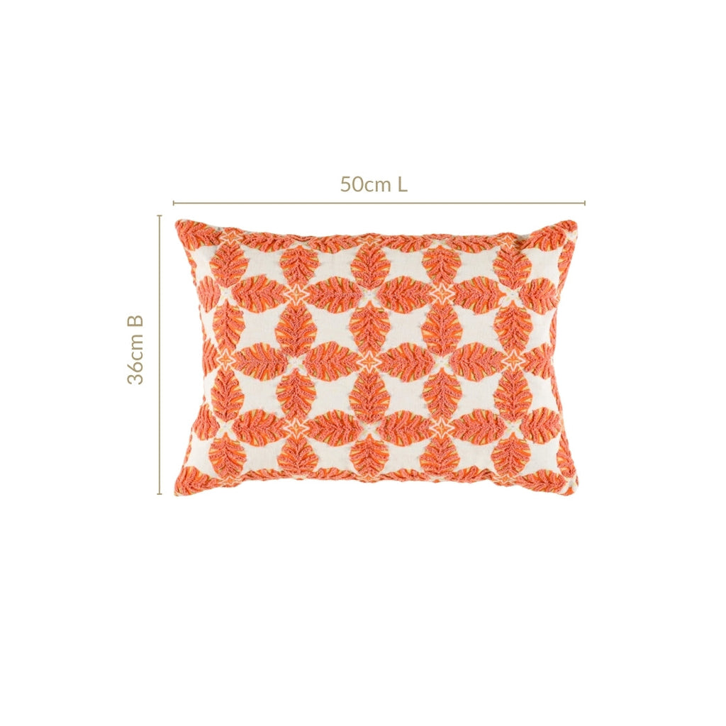 Coral Cotton Cushion Cover With Embroidery 50x36cm Nestasia
