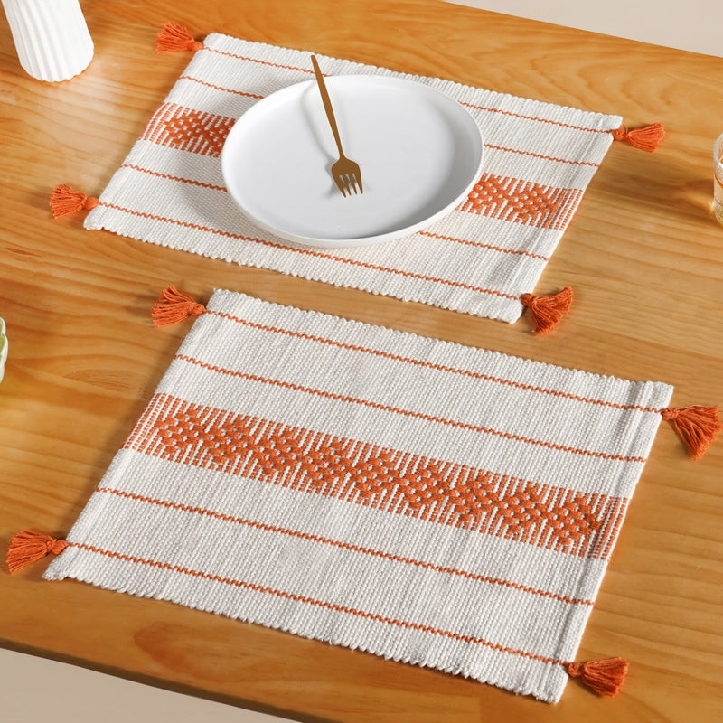 Amber Weave Dining Placemat With Tassels Set Of 6 Nestasia