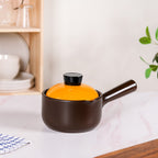 Amber Ceramic Sauce Pan With Handle And Lid 1000ml Nestasia