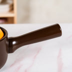 Amber Ceramic Sauce Pan With Handle And Lid 1000ml Nestasia
