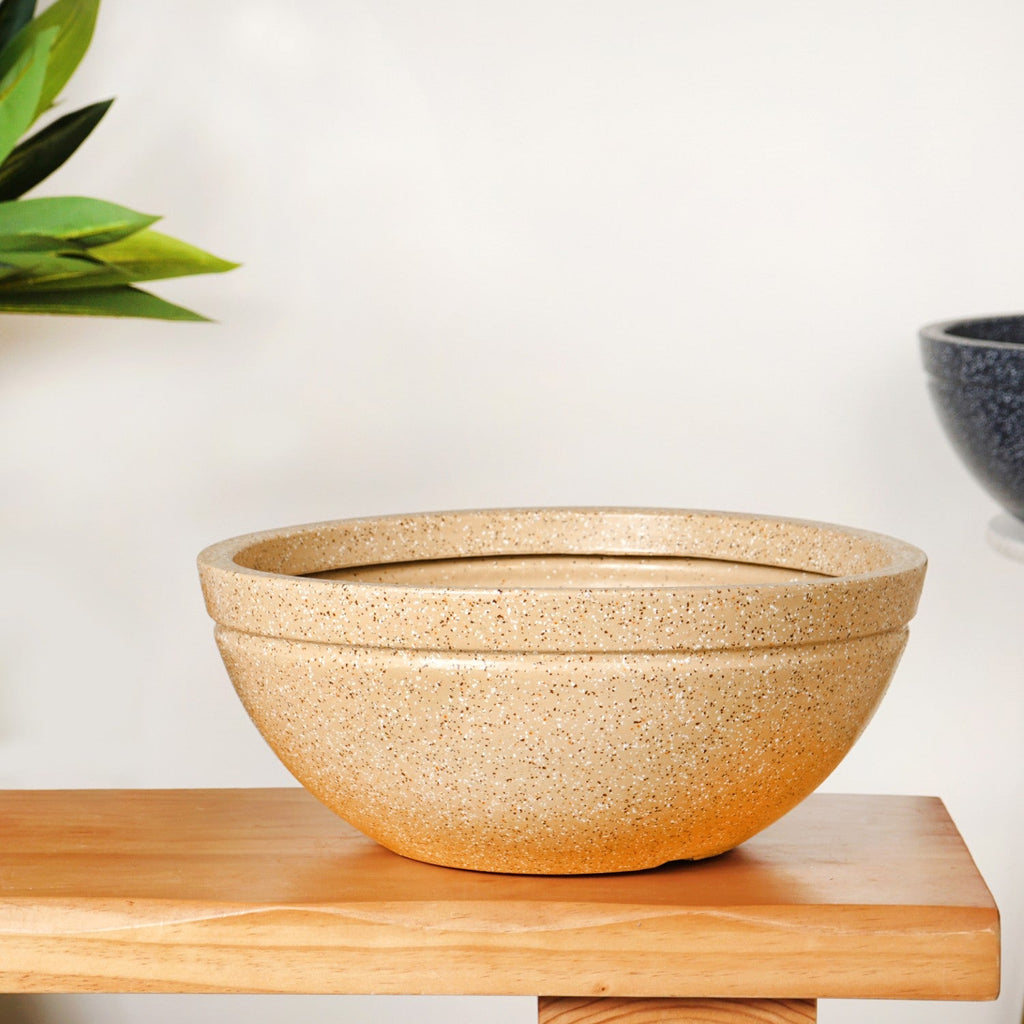Planterra Beige Round Lotus Planter 15x9 Inch Nestasia