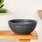 Planterra Granite Black Round Lotus Planter 15x7 Inch Nestasia
