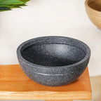 Planterra Granite Black Round Lotus Planter 15x7 Inch Nestasia