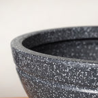 Planterra Granite Black Round Lotus Planter 15x7 Inch Nestasia