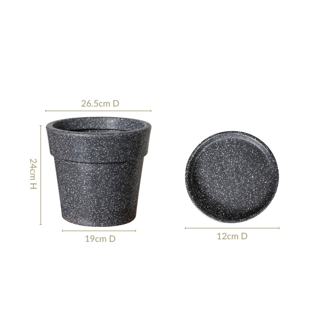 Planterra Grey Planter With Plate 10x9 Inch Nestasia