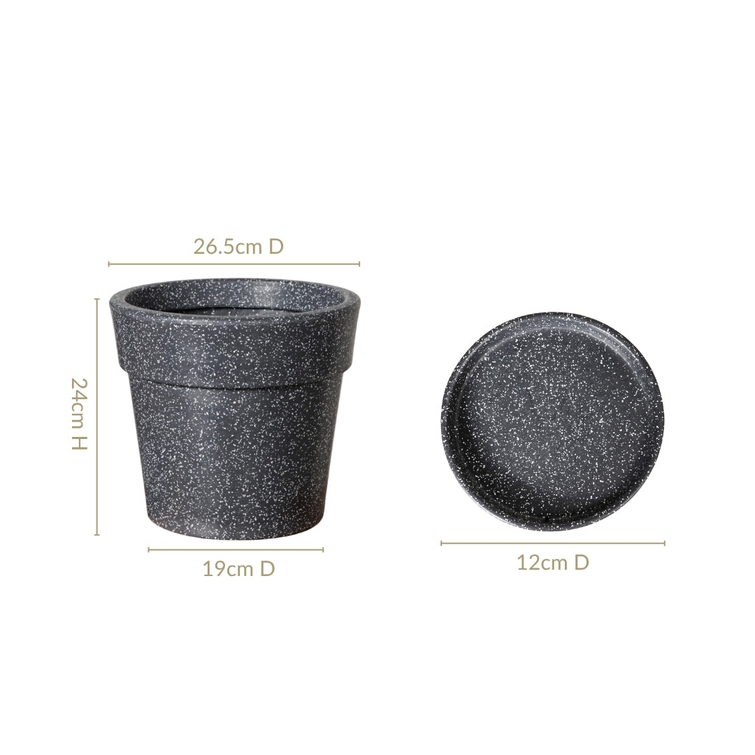 Planterra Grey Planter With Plate 10x9 Inch Nestasia