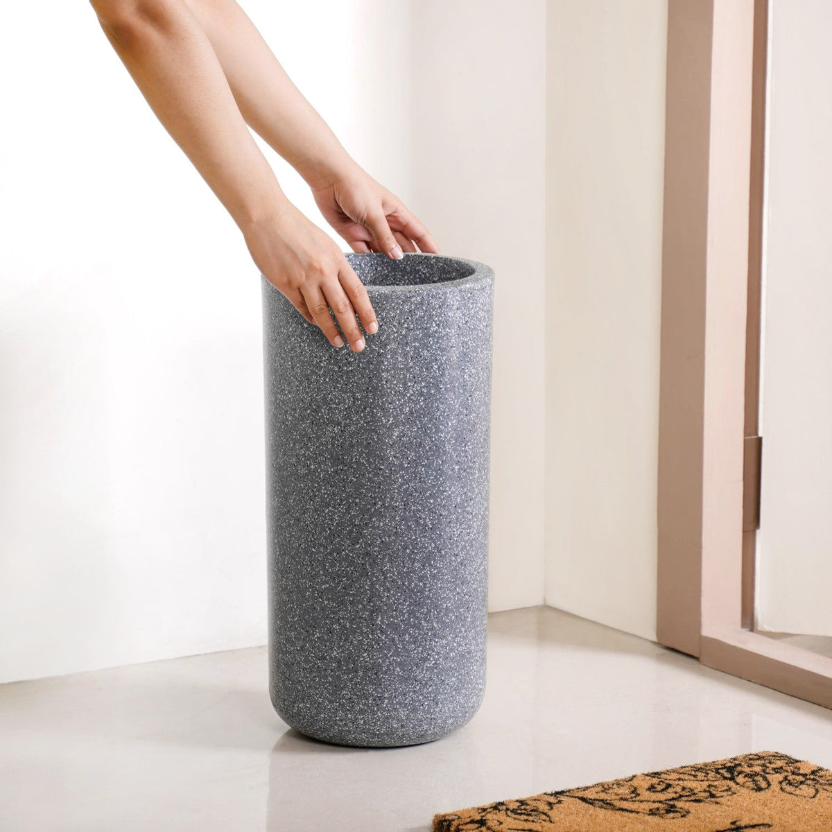 Planterra Grey Tall Cylindrical Planter 18x9 Inch Nestasia