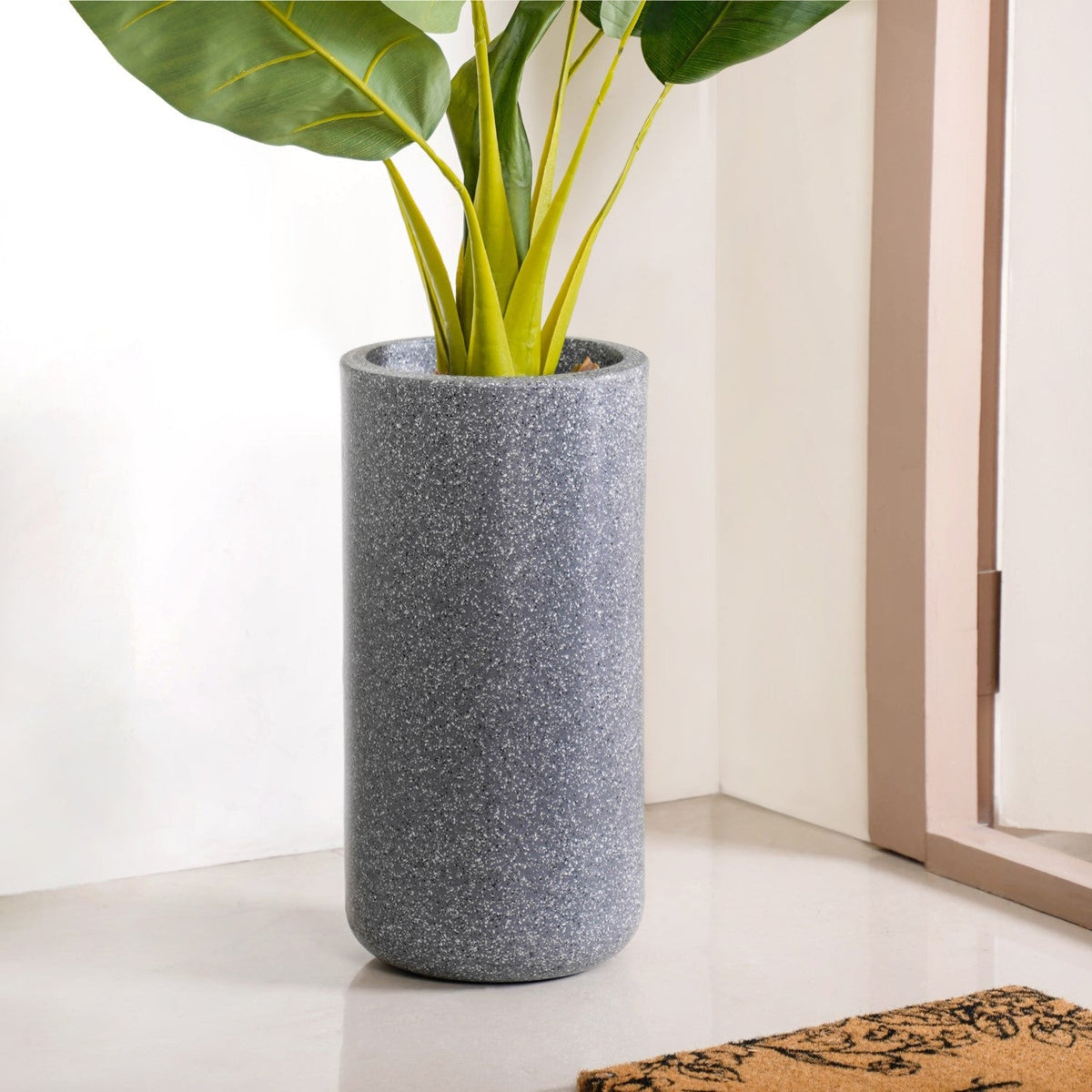 Planterra Grey Tall Cylindrical Planter 18x9 Inch Nestasia