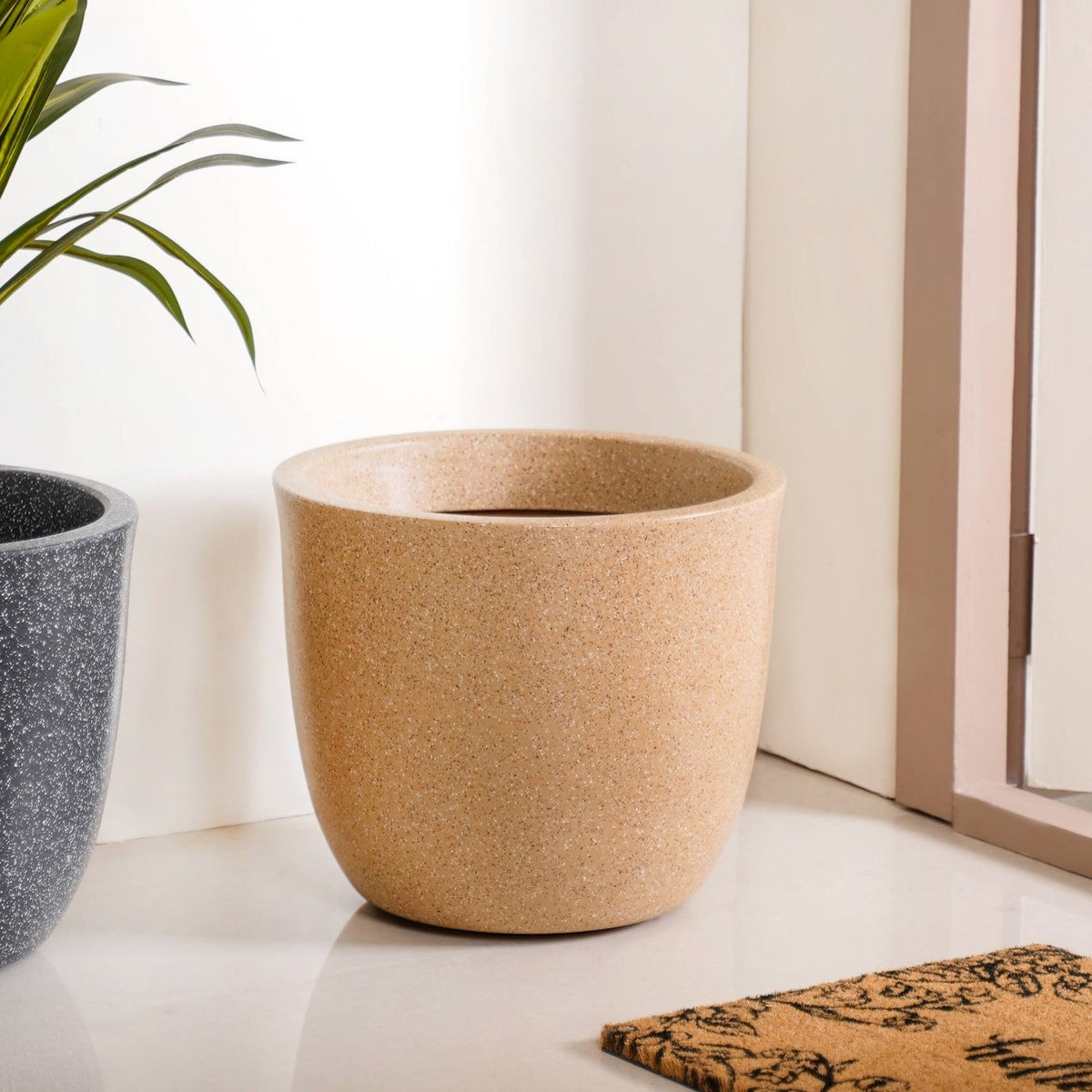 Planterra Large Beige Planting Pot 15x14 Inch Nestasia