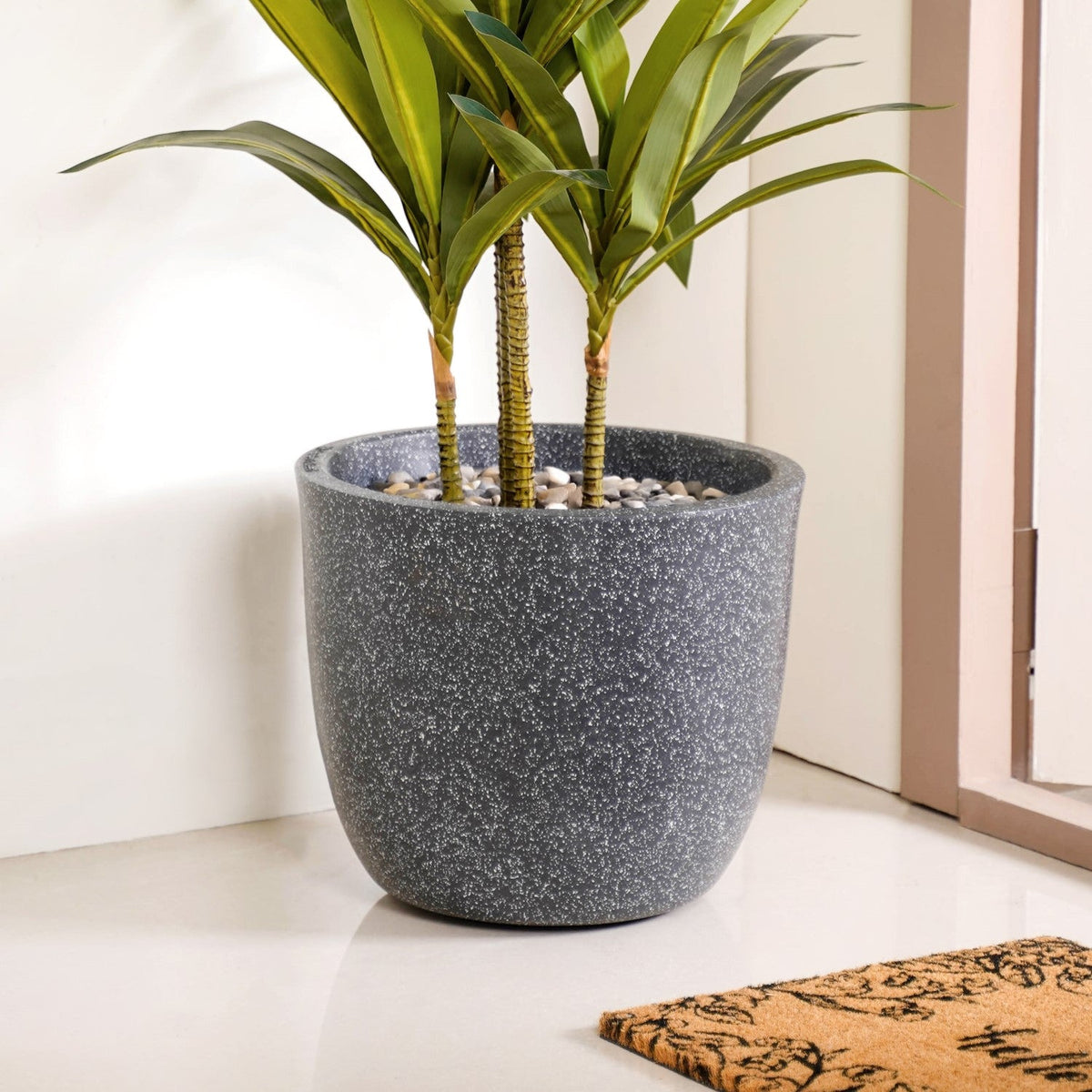 Planterra Large Charcoal Grey Planting Pot 15x14 Inch Nestasia