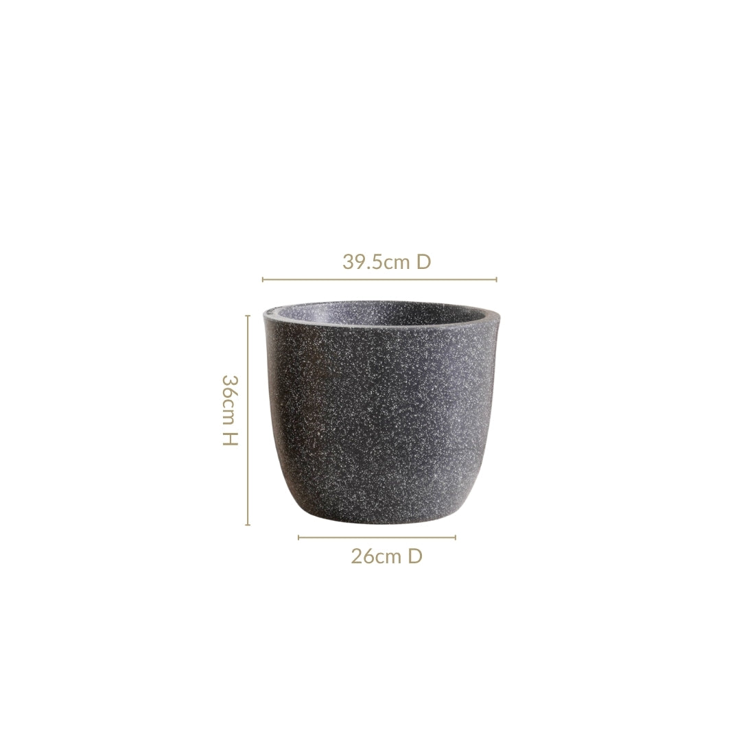 Planterra Large Charcoal Grey Planting Pot 15x14 Inch Nestasia