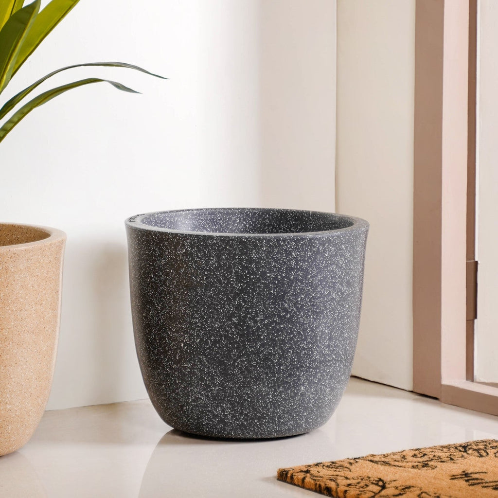 Planterra Large Charcoal Grey Planting Pot 15x14 Inch Nestasia