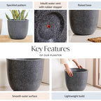 Planterra Large Charcoal Grey Planting Pot 15x14 Inch Nestasia