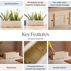 Planterra Modern Beige Trough Planters 24x8 Inch Nestasia