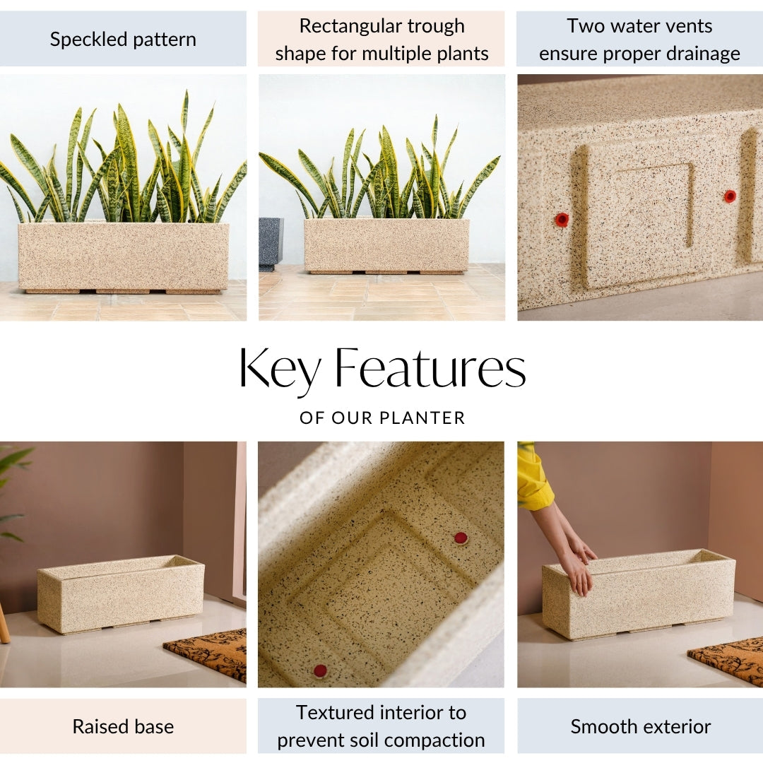 Planterra Modern Beige Trough Planters 24x8 Inch Nestasia