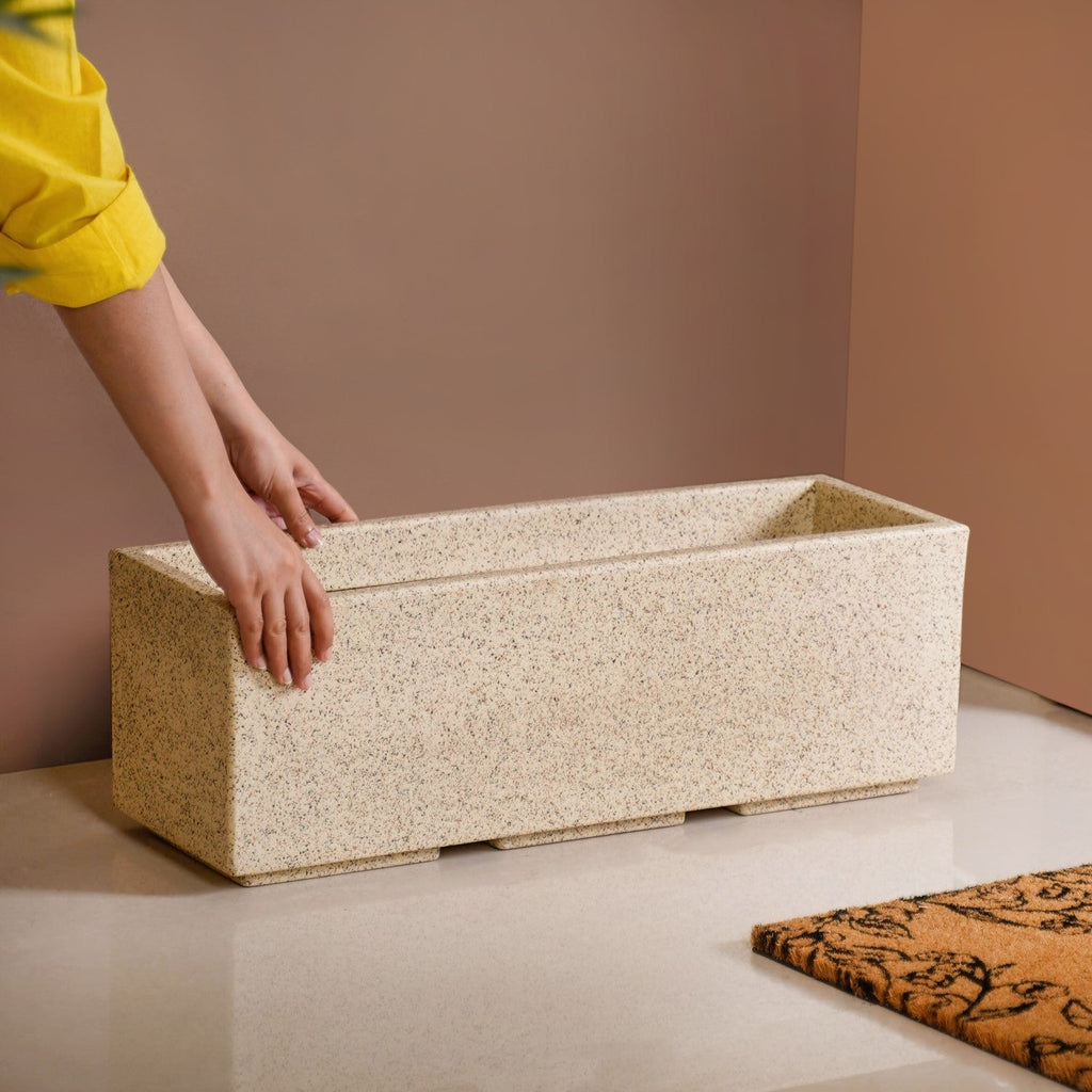 Planterra Modern Beige Trough Planters 24x8 Inch Nestasia