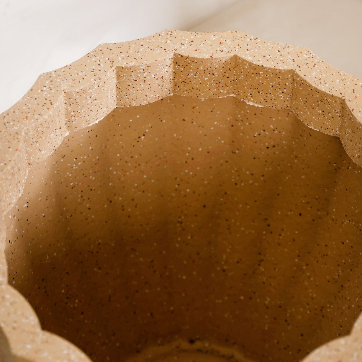 Planterra Ribbed Beige Planting Pot 12x12 Inch Nestasia