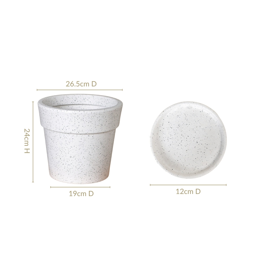 Planterra White Planter With Plate 10x9 Inch Nestasia