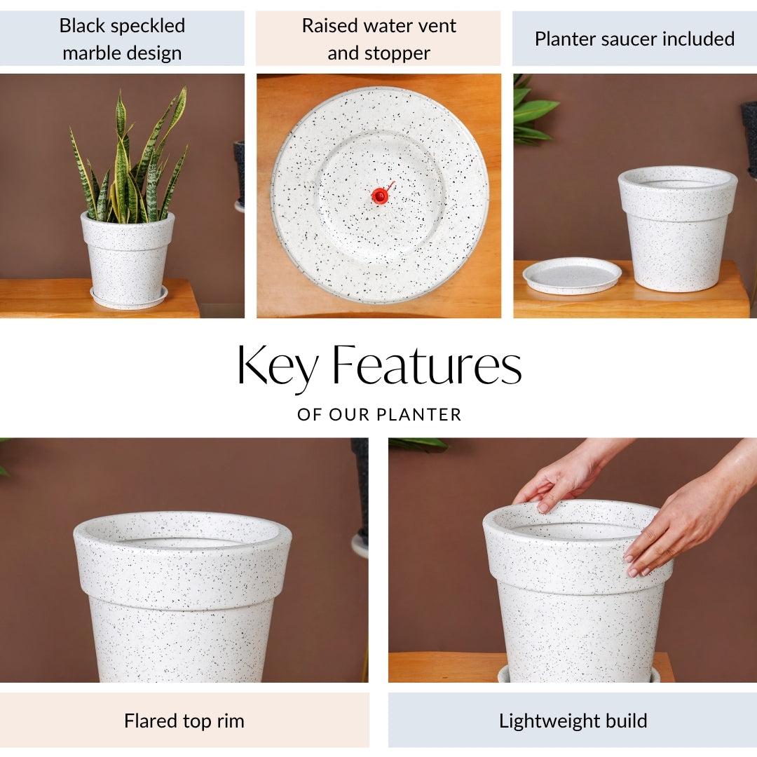 Planterra White Planter With Plate 10x9 Inch Nestasia