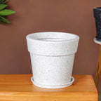 Planterra White Planter With Plate 10x9 Inch Nestasia