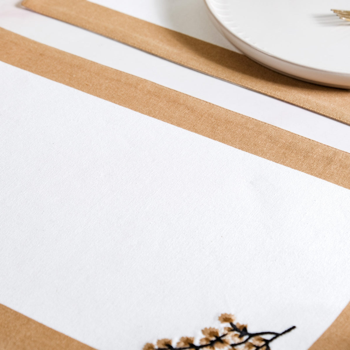 Midori Pure Cotton Table Mat Set Of 6 In Brown Nestasia