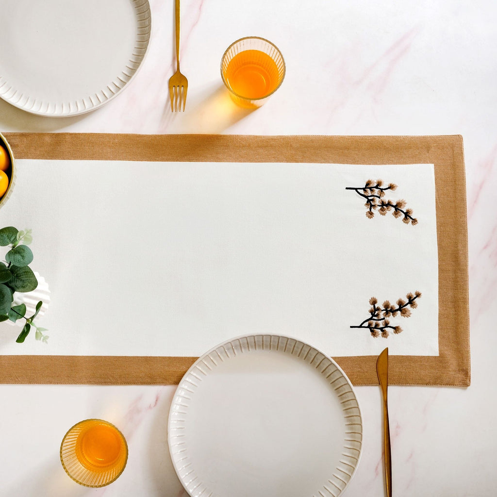 Midori Rustic Charm Cotton Table Runner In Brown 180x36cm Nestasia