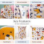 Dog Park Knitted Cotton Throw Blanket For Kids 155x132cm Nestasia